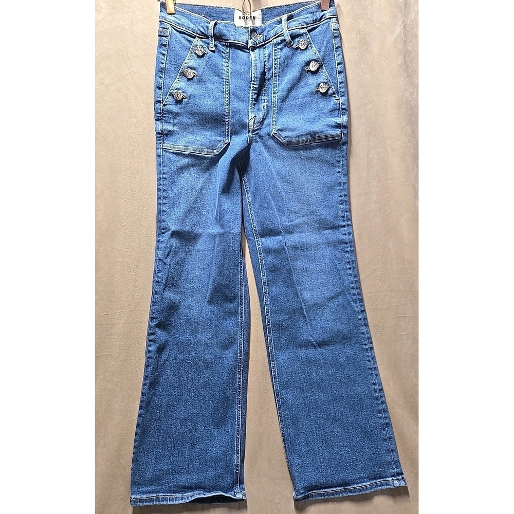 Boden Helton Sailor Denim Jean High Waist Straight Leg Size W29 Y2k Button